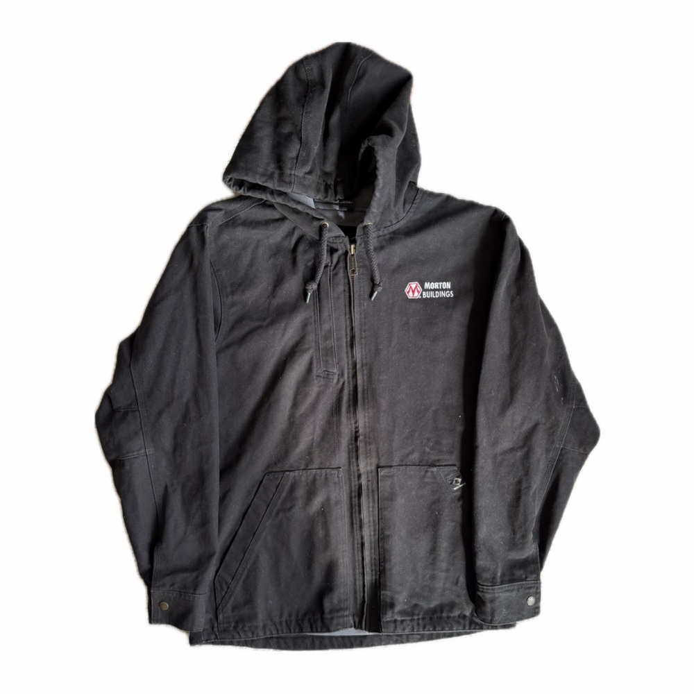 Detroit Style Canvas Workwear Zip Up Hooded Jacket — Size Medium